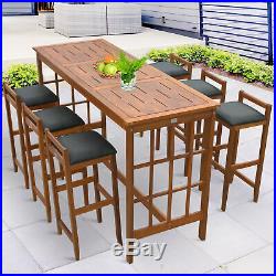 7pc Patio Acacia Wood Dining Table Chairs Conversation Set Furniture Outdoor