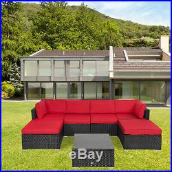 7pc Rattan Wicker Sofa Set PE Sectional Couch Cushioned Outdoor Furniture Patio