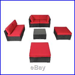 7pc Rattan Wicker Sofa Set PE Sectional Couch Cushioned Outdoor Furniture Patio