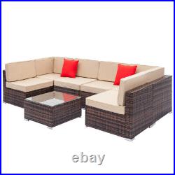 7pcs Brown Rattan Sofa Set