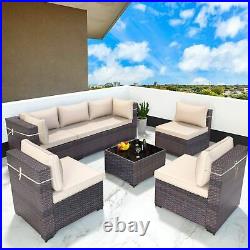 7pcs Outdoor Patio Furniture Set Sofa Set PE Rattan Wicker Sectional Sofa Couch