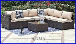 7pcs Outdoor Patio Furniture Set Sofa Set PE Rattan Wicker Sectional Sofa Couch