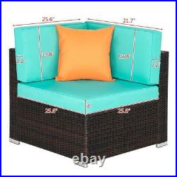 7pcs Outdoor Patio Sofa Set PE Rattan Wicker Sectional Furniture Couch with Pillow