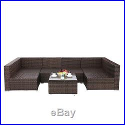 7pcs Outdoor Patio Sofa Set PE Rattan Wicker Sectional Furniture Outside Couch