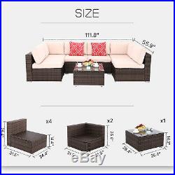 7pcs Outdoor Patio Sofa Set PE Rattan Wicker Sectional Furniture Outside Couch