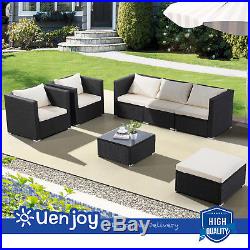 7pcs Patio PE Rattan Wicker Sofa Set Backyard Outdoor Garden Furniture Cushioned