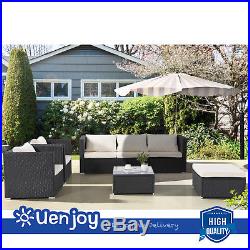 7pcs Patio PE Rattan Wicker Sofa Set Backyard Outdoor Garden Furniture Cushioned