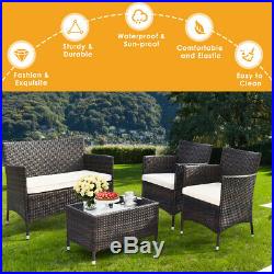 8PCS Outdoor Rattan Patio Furniture Set Cushioned Sofa Chair Coffee Table Brown