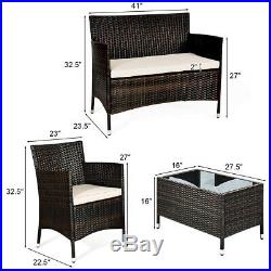 8PCS Rattan Patio Furniture Set Cushioned Sofa Chair Coffee Table Garden