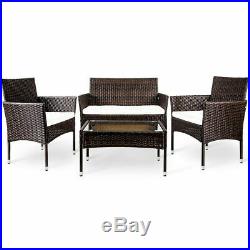8PCS Rattan Patio Furniture Set Cushioned Sofa Chair Coffee Table Garden