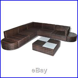 8PC Outdoor Patio Sofa Set Sectional Furniture PE Wicker Rattan Deck Couch Brown