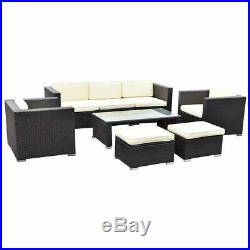 8 PCS Outdoor Patio Rattan Wicker Furniture Set Sofa Cushioned