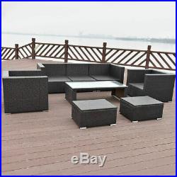 8 PCS Outdoor Patio Rattan Wicker Furniture Set Sofa Cushioned