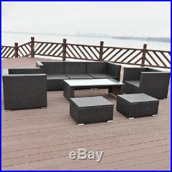 8 PCS Outdoor Patio Rattan Wicker Furniture Set Sofa Cushioned Garden Brown New
