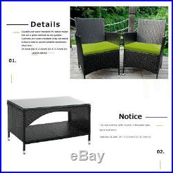 8 PCS Patio Furniture Outdoor Garden Conversation Wicker Sofa Set Green Cushions