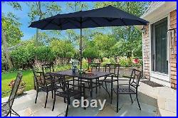 8 Piece Patio Dining Set Dining Table Outdoor Chairs Stackable with Umbrella 13f