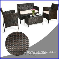 8-Piece Rattan Patio Furniture Outdoor Conversation Set Sofa Chair Coffee Table