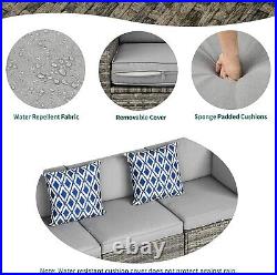 8 Pieces Outdoor Patio Furniture Set All Weather Gray PE Rattan Wicker Sofa Set