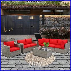 8-Pieces Patio Furniture Set Outdoor Sectional Sofa Rattan Wicker Sofa With Table