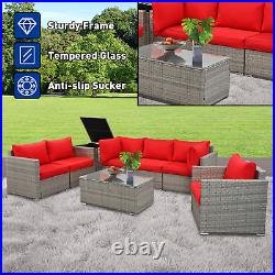 8-Pieces Patio Furniture Set Outdoor Sectional Sofa Rattan Wicker Sofa With Table