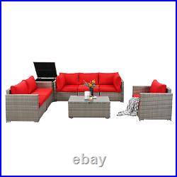 8-Pieces Patio Furniture Set Outdoor Sectional Sofa Rattan Wicker Sofa With Table