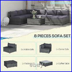 8 Pieces Rattan Furniture Set Outdoor Conversation Wicker Sofa Set for Patio