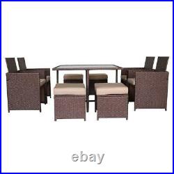 9PCS Outdoor Patio Sofa Set PE Rattan Wicker Sectional Furniture Outside Couch