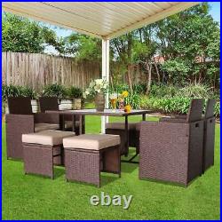 9PCS Outdoor Patio Sofa Set PE Rattan Wicker Sectional Furniture Outside Couch