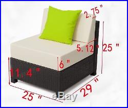 9PC Outdoor Garden Patio Rattan Wicker Furniture Sectional Aluminum Frame Sofa