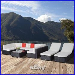 9PC Patio Furniture Set Outdoor Garden Rattan Wicker Sofa Lounge Couch Cushioned
