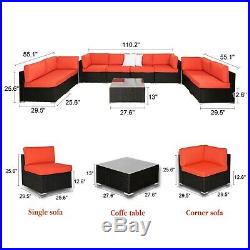 9 PC Patio Wicker Sofa Set Furniture Garden Outdoor Poolside Yard Sectional Sofa