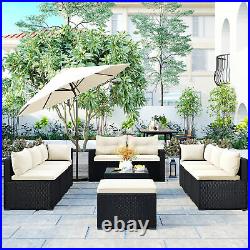 9 PCs Outdoor Patio Large Wicker Sofa Set, Rattan Sofa Set for Garden