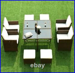 9 Piece Outdoor Patio Dining Set Cushioned Wicker Furniture