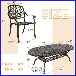 9-Piece Patio Dining Set Outdoor Patio Table and Chair Set With Oval table seats 8