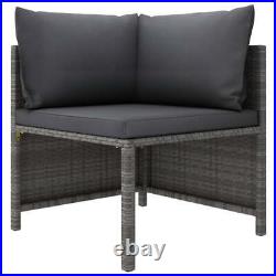 9 Piece Patio Lounge Set with Cushions Poly Rattan Gray