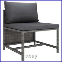 9 Piece Patio Lounge Set with Cushions Poly Rattan Gray