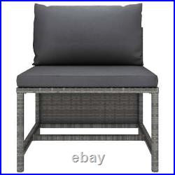 9 Piece Patio Lounge Set with Cushions Poly Rattan Gray