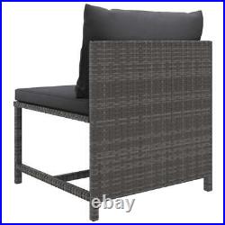 9 Piece Patio Lounge Set with Cushions Poly Rattan Gray