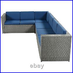 9 Piece Rattan Sectional Seating Group with Cushions and Ottoman