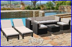 9pc Patio Wicker Sofa Set Outdoor Garden Rattan Furniture Lounge Couch Cushioned