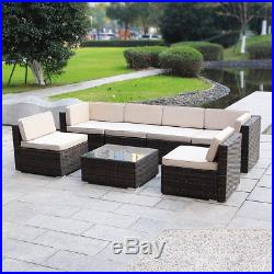 9pc Patio Wicker Sofa Set Outdoor Garden Rattan Furniture Lounge Couch Cushioned
