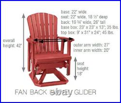 ADIRONDACK SWIVEL & GLIDER CHAIR Cedar & Tudor Brown All-Season Poly Chair USA