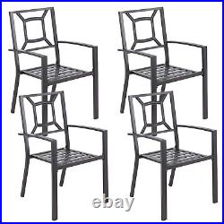 AECOJOY Outdoor Metal Patio Chairs Stackable Arm Chairs for Garden Set of 2