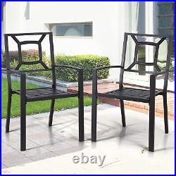 AECOJOY Outdoor Metal Patio Chairs Stackable Arm Chairs for Garden Set of 2