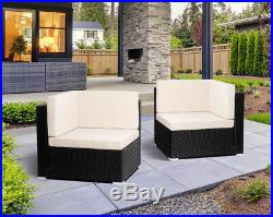 AECOJOY Outdoor Patio PE Rattan Wicker Sofa Cushioned Sectional Furniture Set