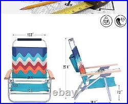 ALPHA CAMP 2-Pack Beach Chair Lay Flat, Reclining, Adjustable, Storage NEW