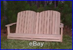 AMISH 4' Oak Barrel Porch Swing Wood Outdoor Furniture