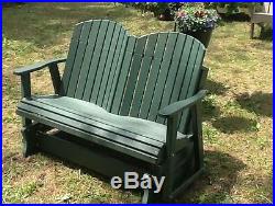 AMISH 4' Poly Barrel Glider Bench Outdoor Porch Furniture recycled plastic