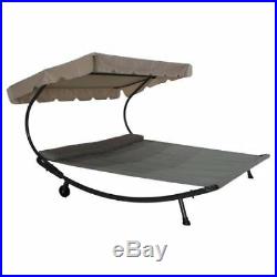 Abba Patio Outdoor Portable Double Chaise Lounge Hammock Bed with Sun Shade a W