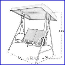 Abba Patio Outdoor Swing Canopy Hammock 2 Seat Porch Furniture With Steel Frame